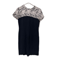 Stella McCartney Floral Lace Seta Silk Sheath Dress Black & White EU 42 M