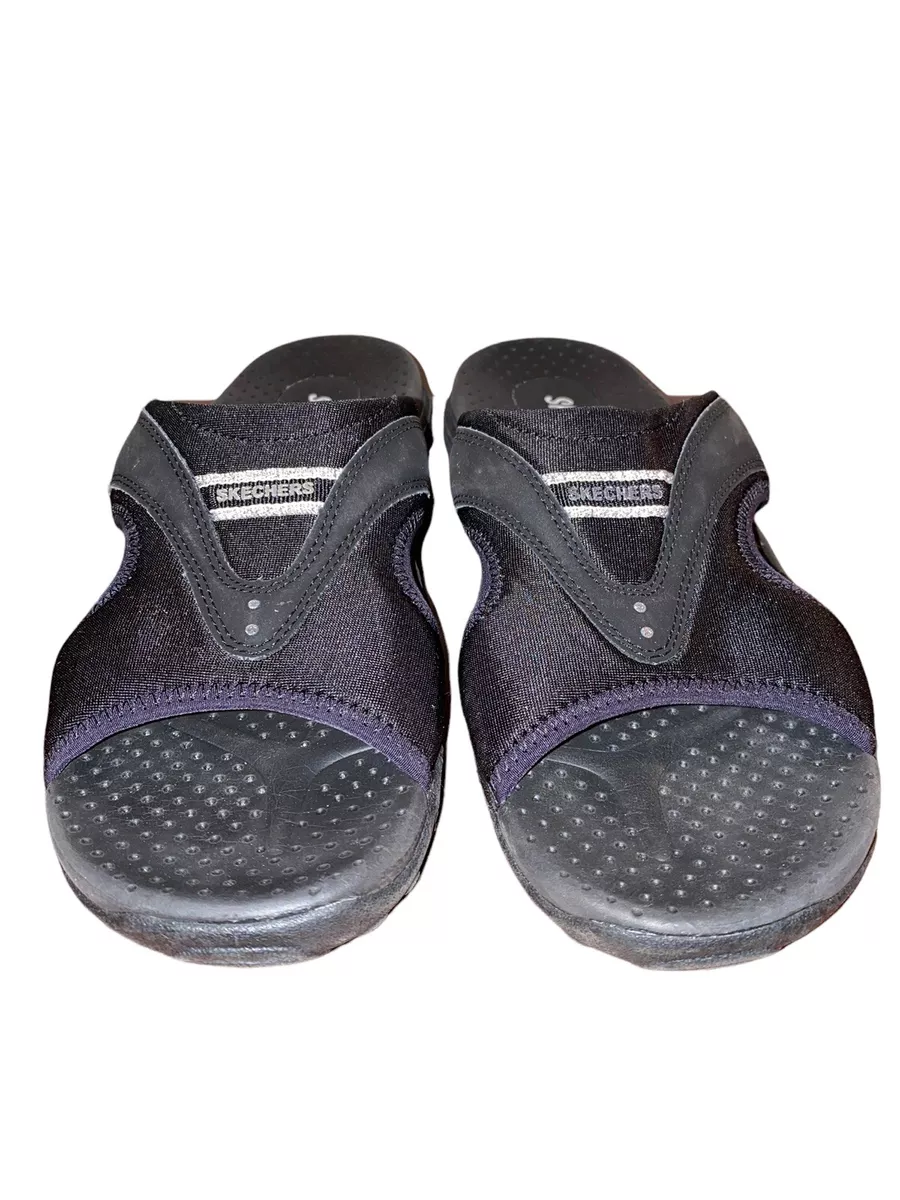 Skechers Reggae Outdoor Comfort Slip on Slide Sandals Black