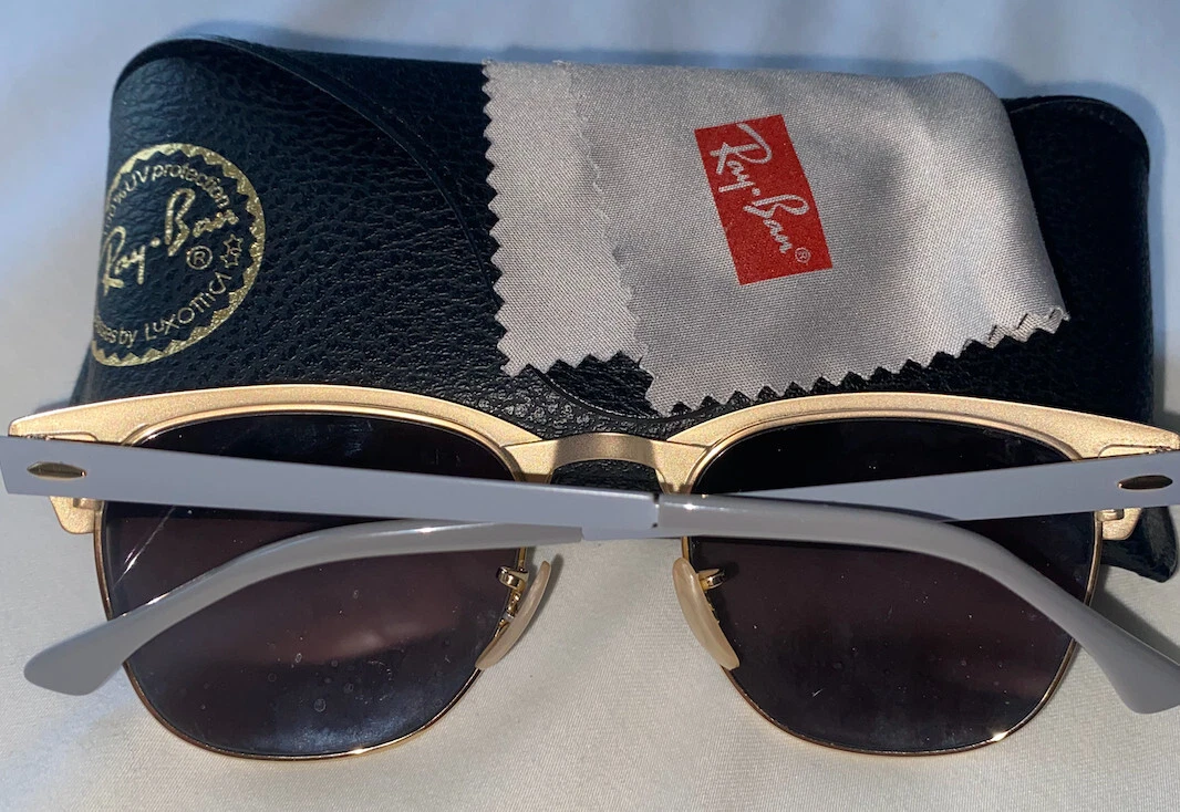 Ray Ban Clubmaster Metal Square Sunglasses Gray Gold Frame with Gray Gradient