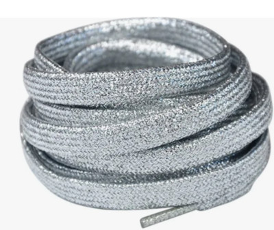 Silver Glitter Glittery Women's Shoelaces Shoe Flat Laces Strings 43''