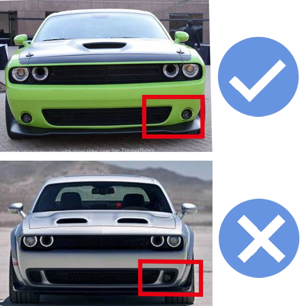 For 2015 2016 2017-2022 Dodge Challenger Front Lower Grille Black