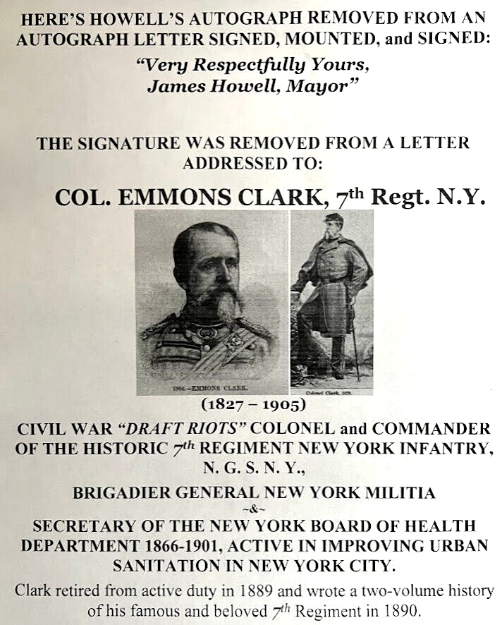 CIVIL WAR ERA MAYOR POLITICIAN BROOKLYN BRIDGE PRESIDENT HOWELL AUTOGRAPH SIGNED eBay