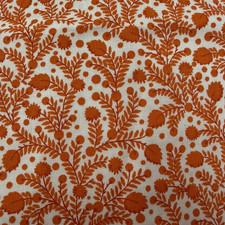 3 Yards of Orange and White Leaves Cotton Print Fabric
