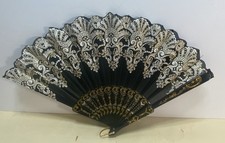 50 Pcs Hand Lace Foldable Fans Bulk for Women with Organza Fresh Style Black