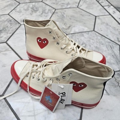 Comme des Garçons Play Men's Cream and Red Converse Trainers