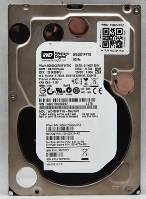 Western Digital NetApp 4TB WD4001FYYG 3.5'' SAS HDD *USED/WIPED*