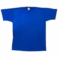 Vintage Jerzees Blank T Shirt XL 80s 90s Solid Blue 50/50 Soft Thin Made in USA