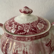 Palissy Thames River Scenes   rot  DECKEL  für Zuckerdose