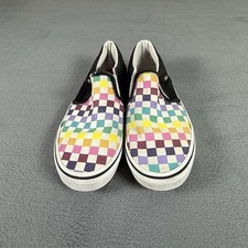 Vans Kids Rainbow Checkerboard Checks Slip On Sneakers Shoes Sz 4 Missy