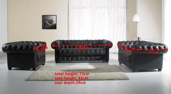 Chesterfield Sofagarnitur 311 Sitzer Design Couch Polster Sofa Garnitur Set Neu-image