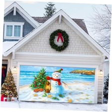 Christmas Garage Door Banner 13x6ft Snowman with Red Scarf Garage Banner 9