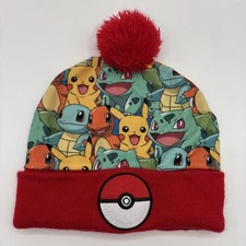 Pokémon Bio World Beanie Cap Fleece Beanie Pikachu Squirtle One Size Fit Most