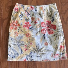 Vintage Talbots Womens Sz 10 Petite Tropical Floral Animal Print Side Zip Skirt