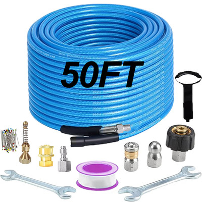 Sewer Jetter Kit for Pressure Washer 50 FT 1/4'' M-NPT Drain Cleaner Hose 5800PSI