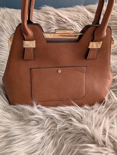 Dune Beige/Brown/Tan Leather Look Handbag With Gold Detailing - Picture 3 of 5