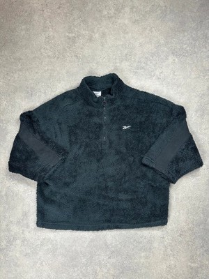 Reebok Vintage Fleece Pullover | Quarter Zip Black | 90s Sportswear Size L