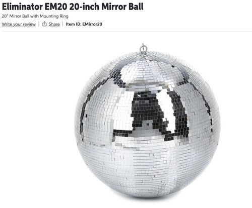Eliminator EM20 20-inch Mirror Ball (Disco Ball)