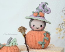 Halloween Pumpkin Crochet Decor, Handmade Amigurumi Pumpkin Plush