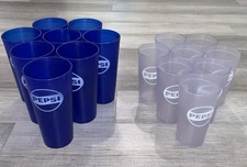 LOT OF 16 ! PEPSI COLA RESTAURANT BLUE 24 & 16 OZ PARTY OUTLAW PLASTIC CUPS USA