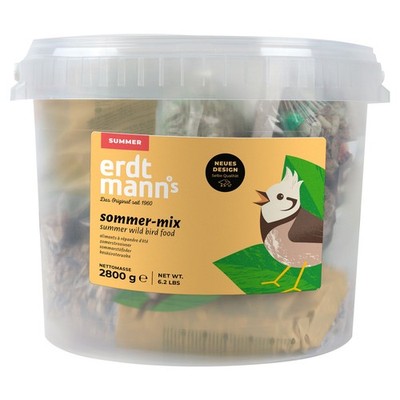 Erdtmanns Sommer-Mix 1 kg Wildvogelfutter Eimer mit Meisenknödel und Futter
