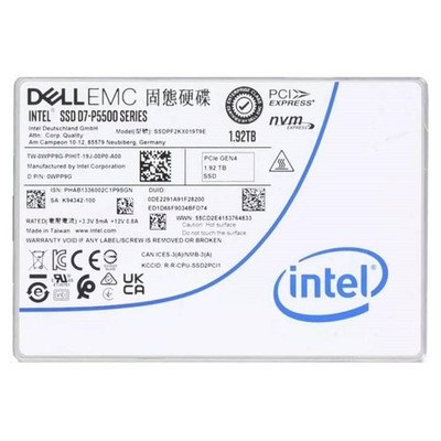 Intel D7 P5500 Series 1.92TB SSD DELL U.2 2.5'' PCIe Gen4 NVME SSDPF2KX019T9E
