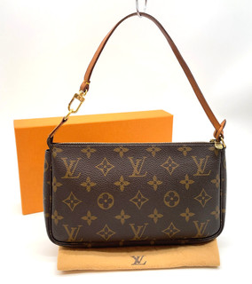 Auth Louis Vuitton Pochette Accessoires Monogram Canvas Bag Strap WBox JP060109