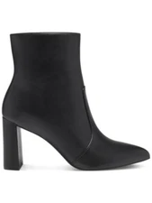 INC Womens Black Arch Support Anila Pointed Toe Block Heel Leather Booties 9.5 M