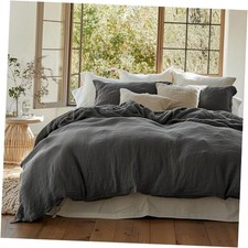 100 Muslin Cotton King 104" x 90" 03 - Muslin - Dark Grey No Comforter 