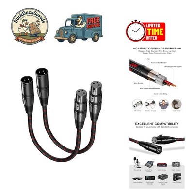 Tangle-Free 1ft XLR Cable 2-Pack - Perfect for Musicians & Audio Engineers