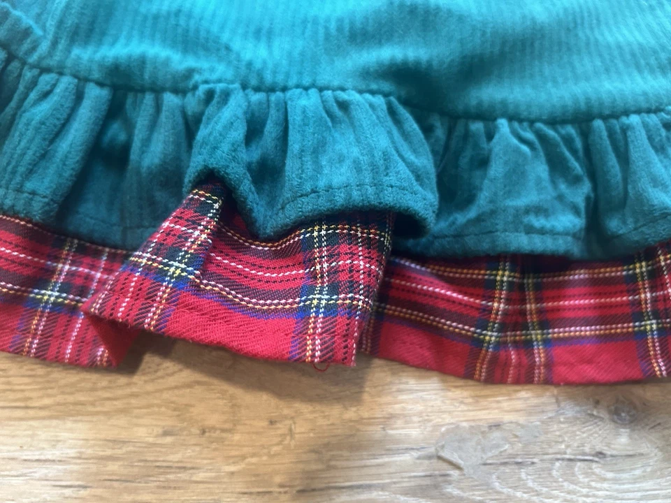 Rare Editions Girls Christmas Dress 24 Months Deer Plaid Ruffles Tiered Bottom - Image 4 of 4