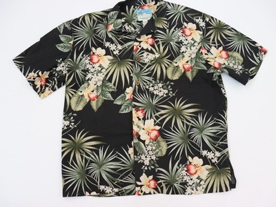 Paradise Found Hawaiian Shirt XXL Black Floral Hibiscus Aloha Made Hawaii