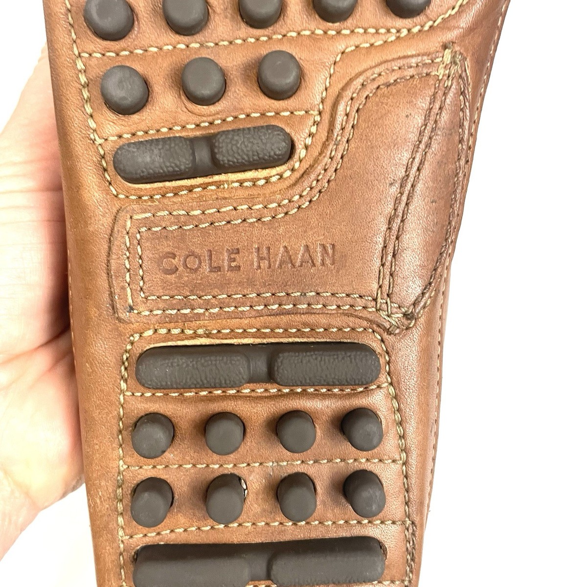 COLE HAAN Men\'s Grant Canoe Penny Loafer Driver Shoes Brown C13134 Sz 12M Cole Haan Grant Canoe Camp Driving Loafer in Papaya Brown  main image 2