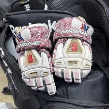 BRINE King 3 Lacrosse Gloves LGLKIN13  13 Red and White