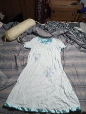 Blue Pinstripe Nightgown W/ Embroidery Sz LG Secret Treasures