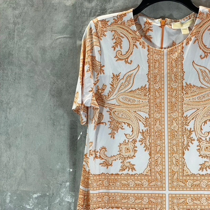 MICHAEL MICHAEL KORS Mini Abito Donna Nettarina Stampa Sciarpa Girocollo TG L