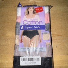 6PK Hanes Women's BRIEFS Sz 10 3XL Underwear Breathable Cotton Tagless