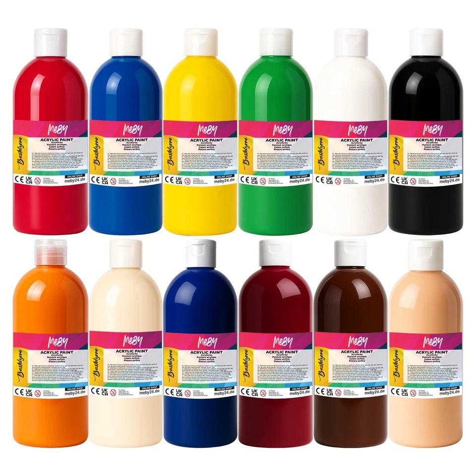 BASTELZONE Acrylfarben-Set – Deckende Malfarben für Leinwand, Pouring, Papier, Holz, Metall