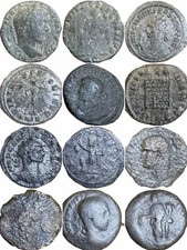 Lot Of 6 Bronze, Billon, And Silver Ancient Roman Coins 1st - 4th Century AD