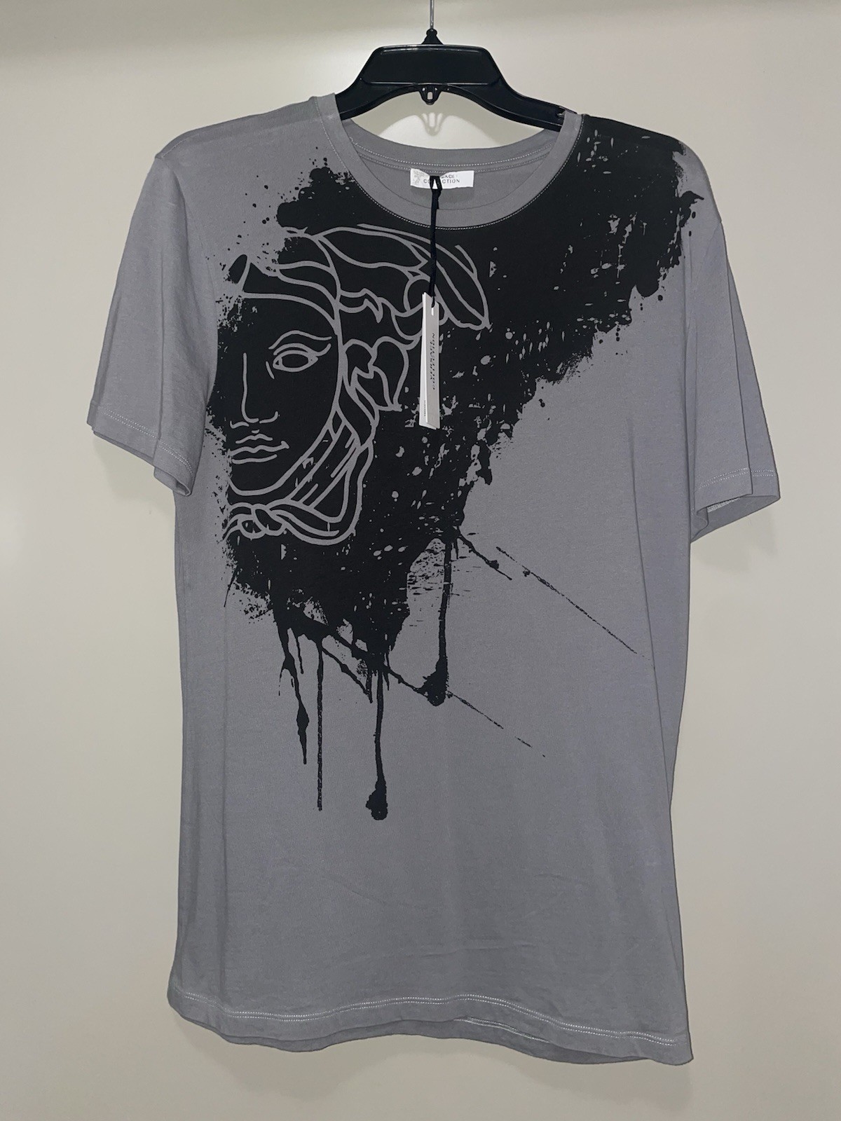 Versace Collection Men’s Designer Cotton Crew Neck T-Shirt Gray Size Small  thumbnail 2