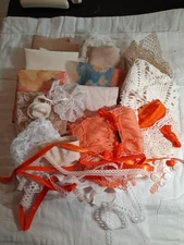 Orange Slow Stitch Bundle Vintage Fabrics Kit Embroidery Lace Floss Craft