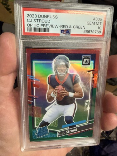 2023 Panini Donruss - C.J. Stroud Optic Preview Red & Green Prizm (RC) PSA 10