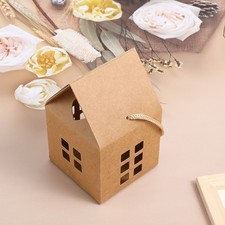 24 Pcs Portable Paper Cases Handle Candy Boxes House Shape Cookies