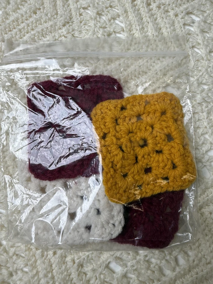 Manta afgana de ganchillo hecha a mano color crema marfil Chevron ondulación tiro grande Foto 2 de 4