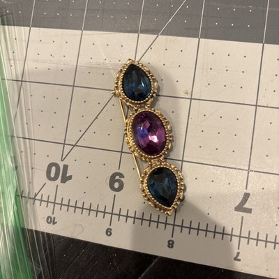 B Dazzled & Byzantium Colored Marquise and Pear Cut Shaped Crystal Pin Brooch!