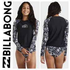 BNWT BILLABONG GIRLS KIDS PACIFIC STAMP RASHGUARD SET 10 RRP 85.99 NEW SEASON