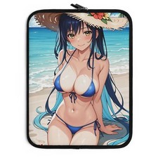Anime Girl Laptop Sleeve - Bikini Beach - Blue