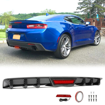 For Chevrolet Camaro ZL1 SS LT Car Rear Bumper Diffuser Spoiler Lip Wing Carbon