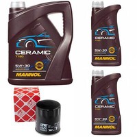 MotoröL Set Mannol 5W-30 Ceramic Plus 7 Liter + ÖLfilter FüR Chrysler 300 C Jeep