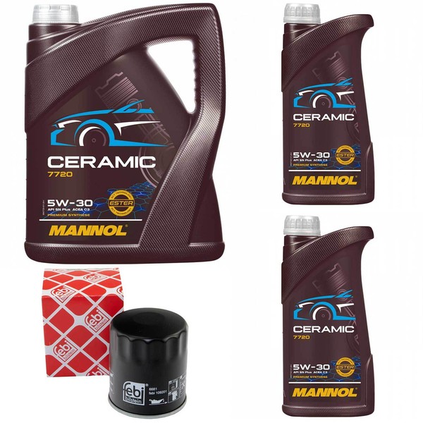 MotoröL Set Mannol 5W-30 Ceramic Plus 7 Liter + ÖLfilter FüR Chrysler 300 C Jeep-image