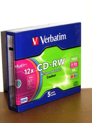 5x Verbatim - CD-RW - 700 MB - 12x - Slim Case - Neu + ovp
